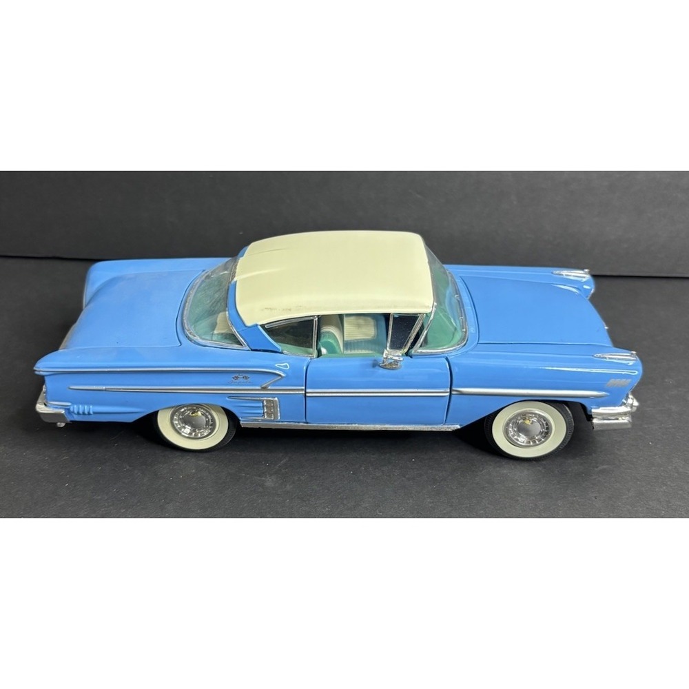 Saico 1958 Chevy Impala Candy Blue with White Top Diecast 1:24 No Box